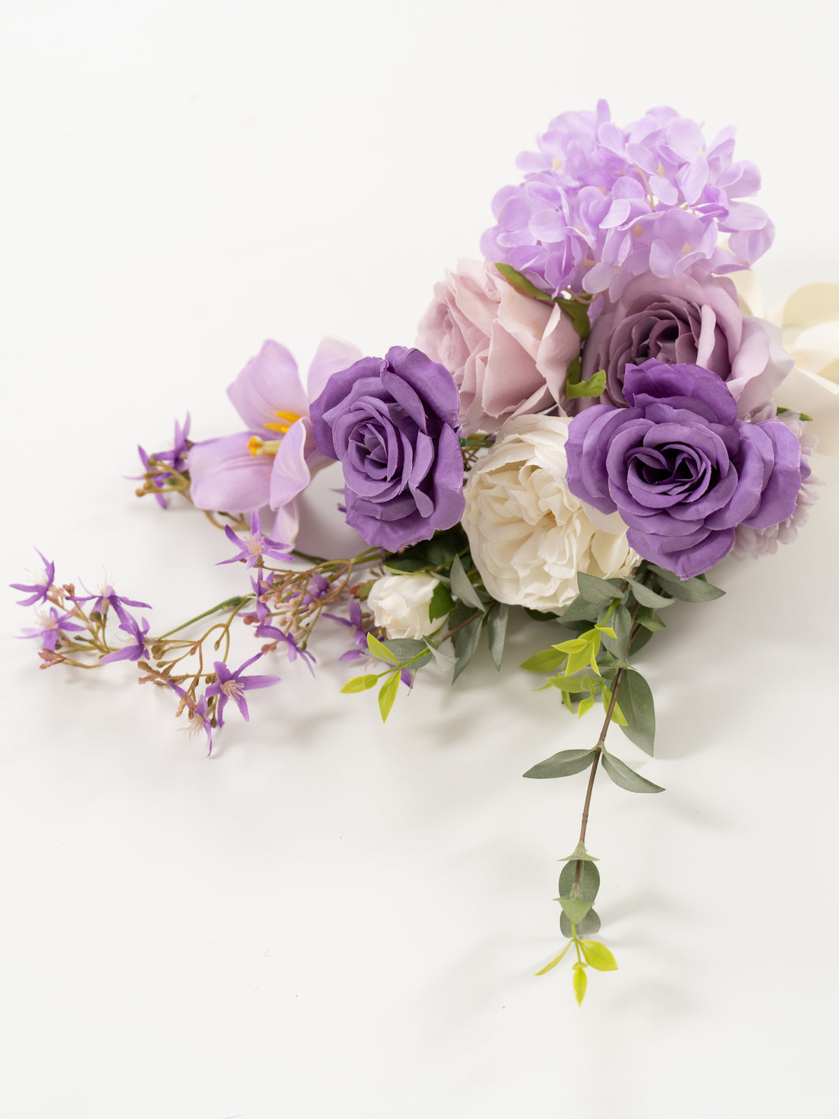 17.7-Inch Garden Roses Tulips parvi Chair Flower for Wedding Ceremony and Reception in Violet Garden | Greta (Set of 2)