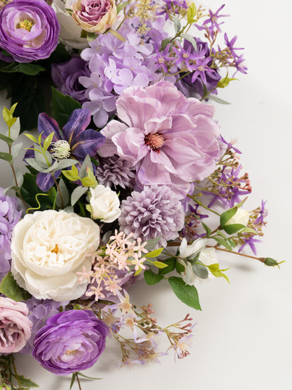 23.6″ Garden Roses Ranunculus Clematis Parvi Wreath for Wedding or Home Door in Violet Garden |Greta