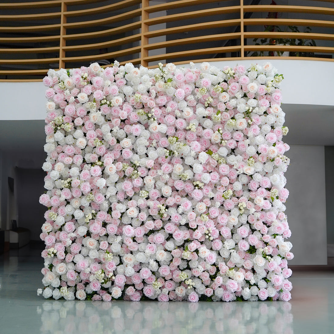 Leona：5D Fabric Artificial rolling up curtain flower wall Rose Morning