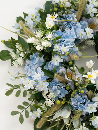 23.6″ Powder Larkspur Bristlegrass Wreath for Wedding or Home Door in Powder Blue Meadow | Cora