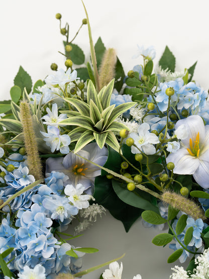23.6″ Powder Larkspur Bristlegrass Wreath for Wedding or Home Door in Powder Blue Meadow | Cora
