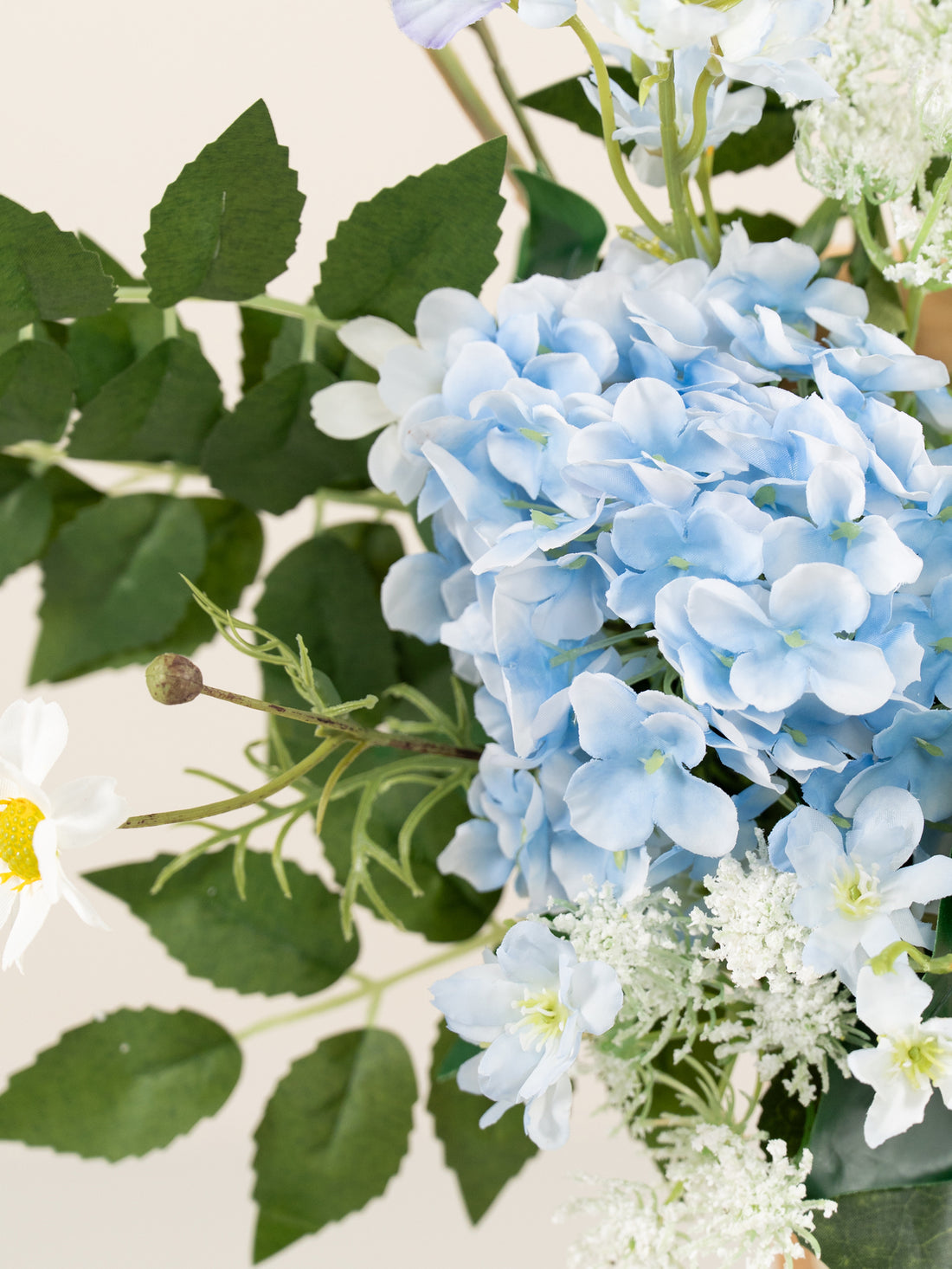 17.7-Inch Hydrangea Greenery Bristlegrass Chair Flower for Wedding Ceremony and Reception in Powder Blue Meadow | Cora (Set of 2)