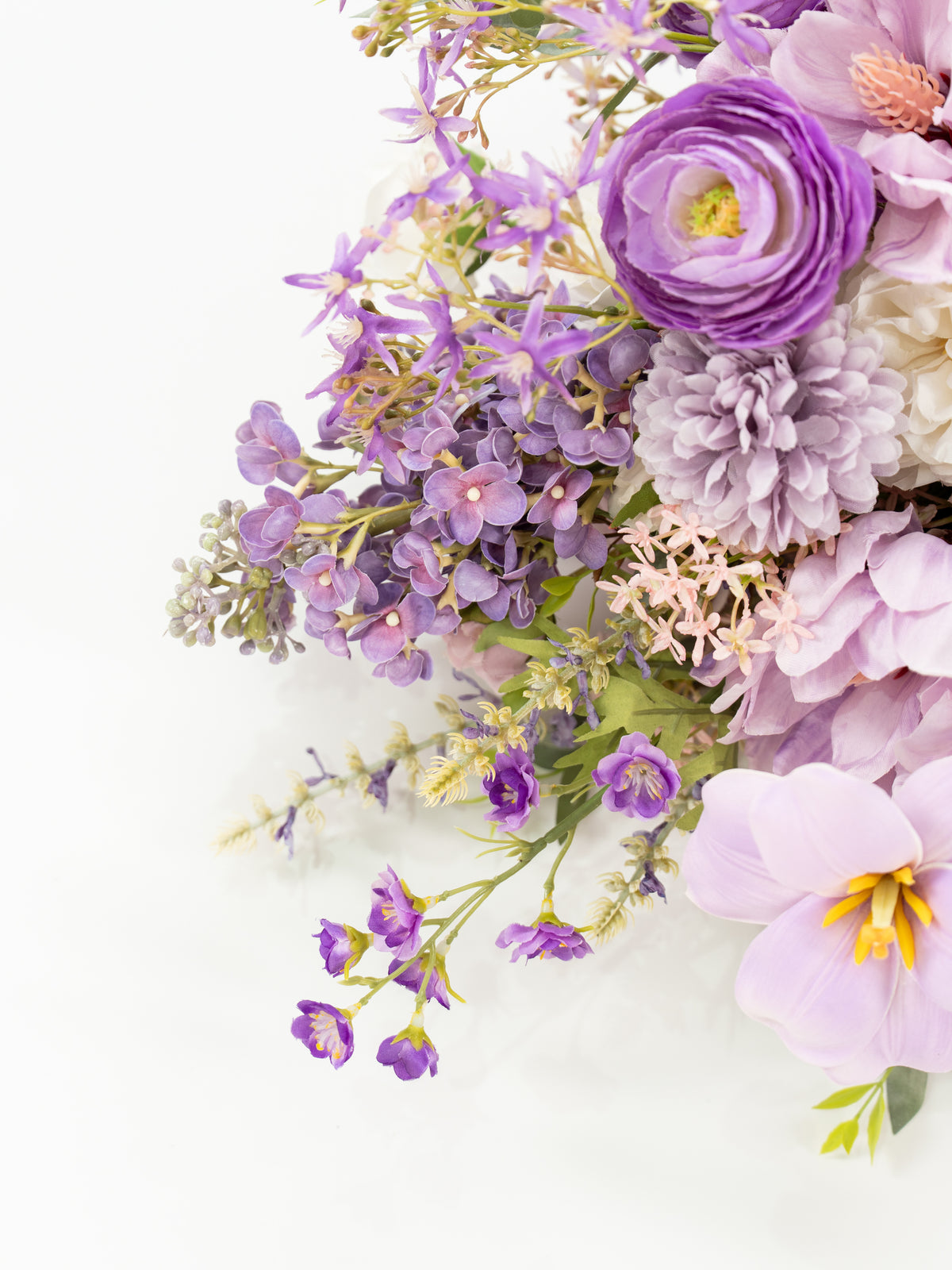 Delicate 13-Inch lilac, garden roses, larkspur parvi / hand-tied Bridal Bouquet for Wedding Ceremony and Photos in Violet Garden | Greta
