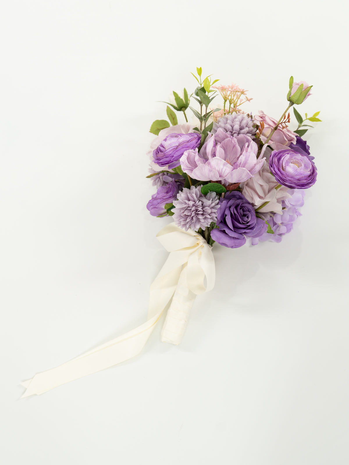 Graceful 7-Inch Roses Parvi Ranunculus Bridesmaids’ Bouquet for Wedding Ceremony and Bridal Party in Violet Garden | Greta(Set of 2)
