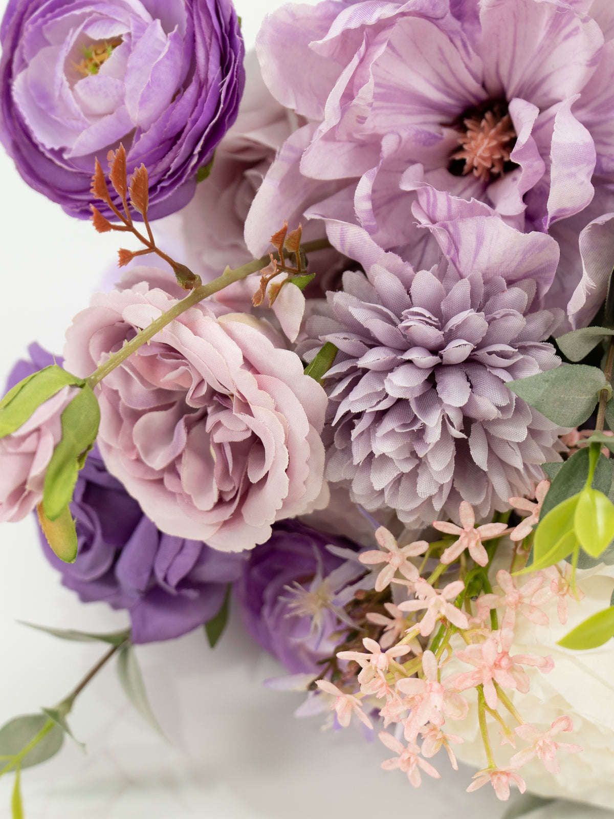 Graceful 7-Inch Roses Parvi Ranunculus Bridesmaids’ Bouquet for Wedding Ceremony and Bridal Party in Violet Garden | Greta(Set of 2)