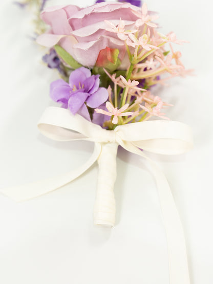 Violet Garden Rose &amp; Purple Wildflower Groom&