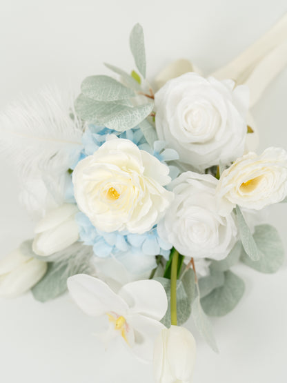 7-Inch Elegant Ranunculus, Hydrangea, Tulips &amp; Feathers Bridesmaids&
