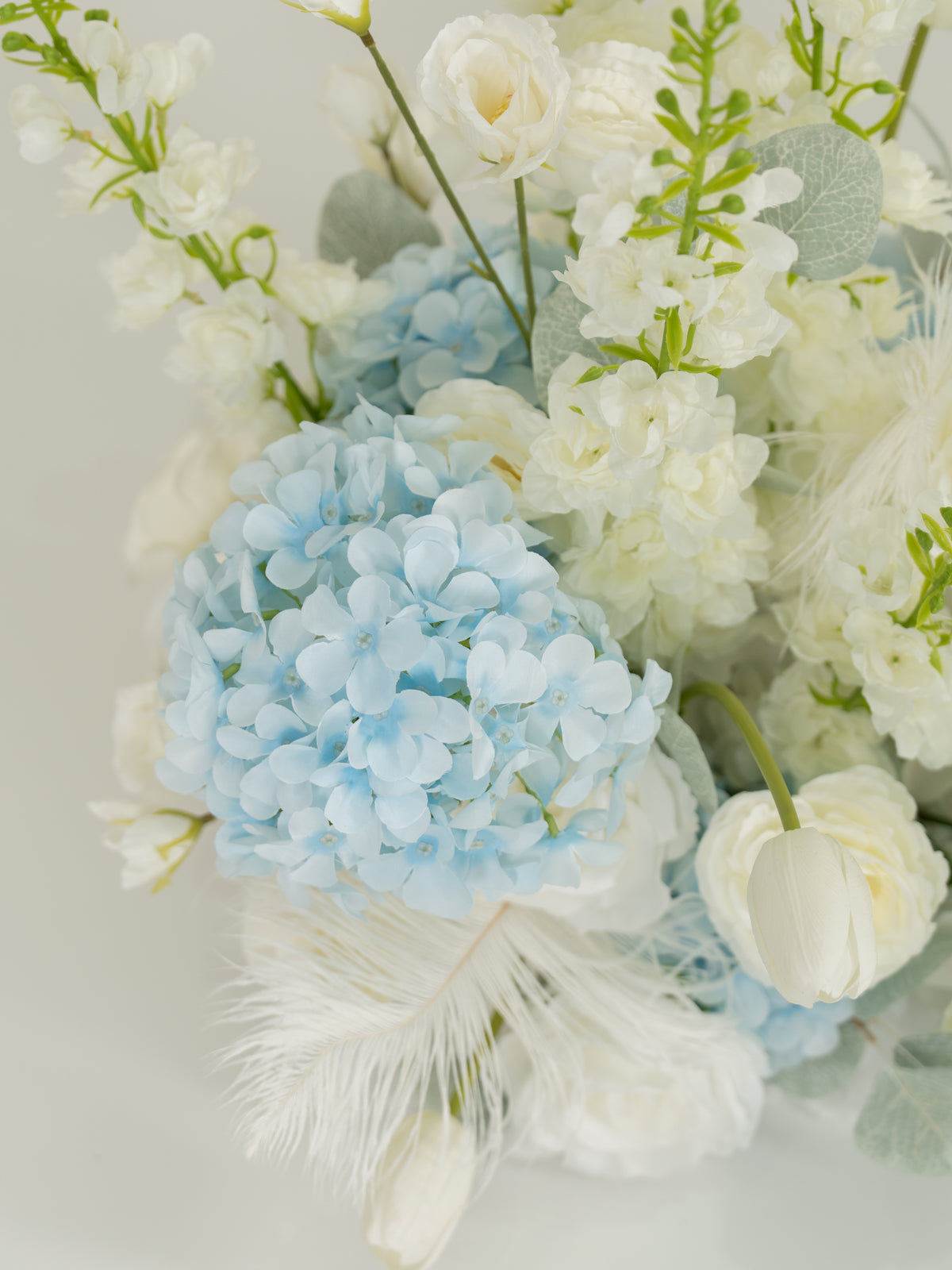 Elegant Roses, Delphinium &amp; Phalaenopsis Aisle Flower for Wedding Ceremony and Aisle Decor in Baby Blue &amp; Ivory | Serena(1, 2, 4 or 8 pieces)