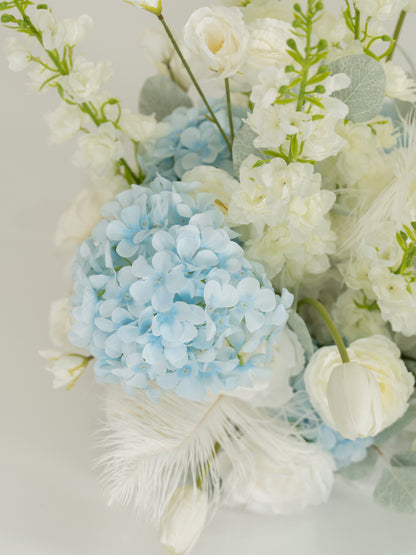 Elegant Roses, Delphinium &amp; Phalaenopsis Aisle Flower for Wedding Ceremony and Aisle Decor in Baby Blue &amp; Ivory | Serena(1, 2, 4 or 8 pieces)