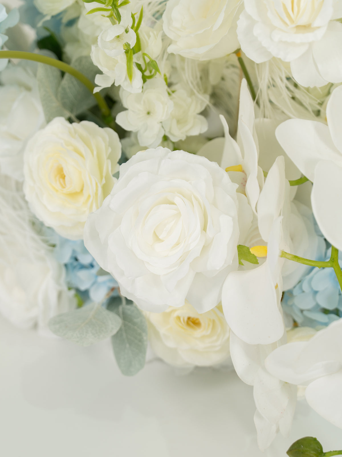 Elegant Roses, Delphinium &amp; Phalaenopsis Aisle Flower for Wedding Ceremony and Aisle Decor in Baby Blue &amp; Ivory | Serena(1, 2, 4 or 8 pieces)