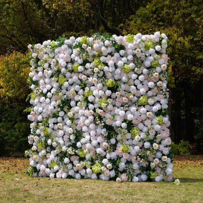 Evie：5D Fabric Artificial rolling up curtain flower wall Rose Morning