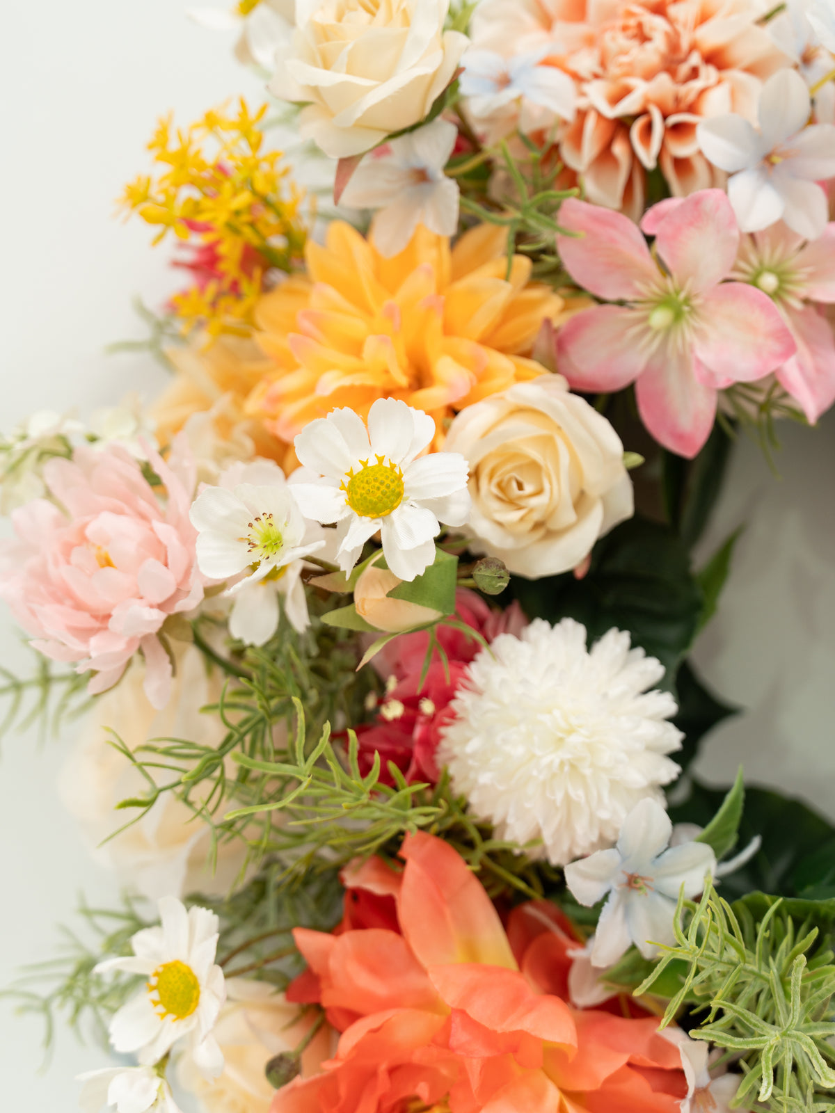 23.6 Charming Dahlias, Coral Charm Peonies &amp; Daisies Wreath for Wedding or Home Door Decor in Coral &amp; Pink | Grace