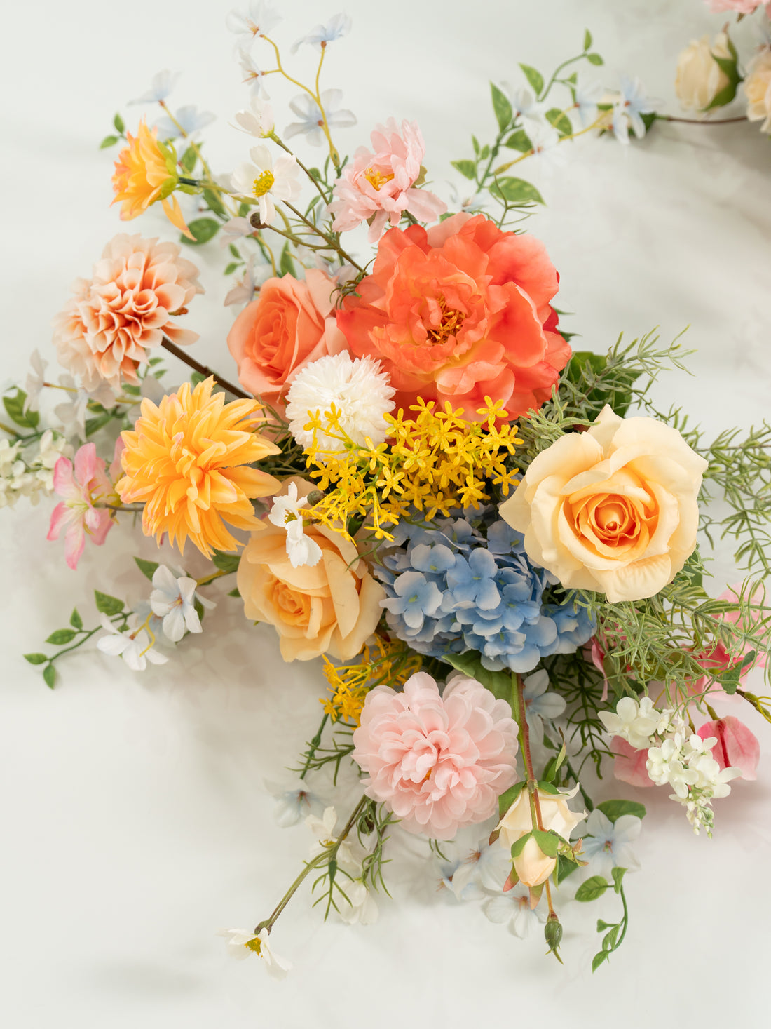 15 Inch Romantic Roses, Dahlias &amp; Clematis Welcome Sign Flower for Wedding Welcome Area and Reception in Coral &amp; Pink | Grace