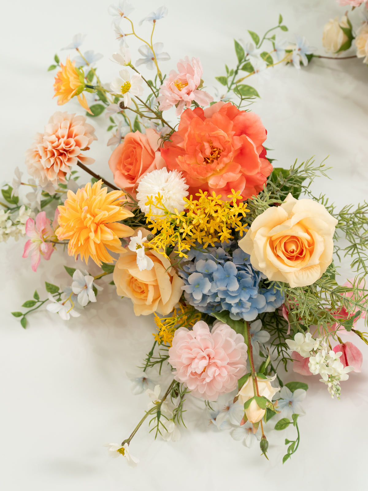 15 Inch Romantic Roses, Dahlias &amp; Clematis Welcome Sign Flower for Wedding Welcome Area and Reception in Coral &amp; Pink | Grace