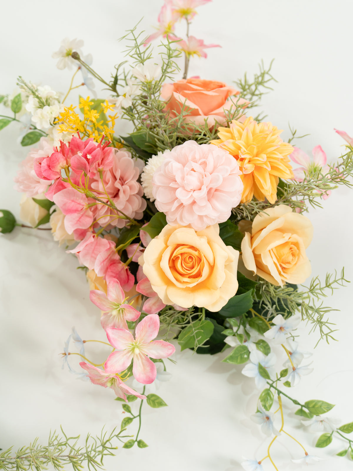15 Inch Romantic Roses, Dahlias &amp; Clematis Welcome Sign Flower for Wedding Welcome Area and Reception in Coral &amp; Pink | Grace