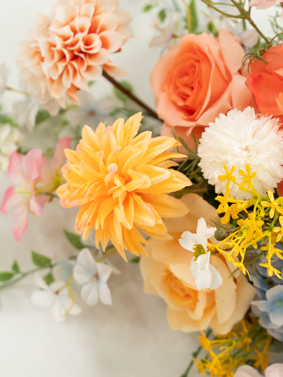 15 Inch Romantic Roses, Dahlias &amp; Clematis Welcome Sign Flower for Wedding Welcome Area and Reception in Coral &amp; Pink | Grace