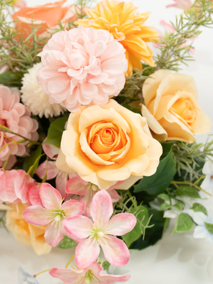 15 Inch Romantic Roses, Dahlias &amp; Clematis Welcome Sign Flower for Wedding Welcome Area and Reception in Coral &amp; Pink | Grace