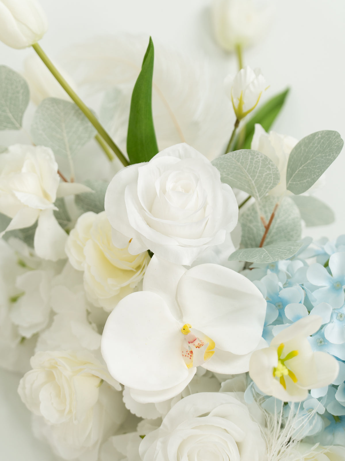 15-Inch Elegant Tulips, Roses &amp; Ranunculus Welcome Sign Flower for Wedding Welcome Area and Reception in Baby Blue &amp; Ivory | Serena