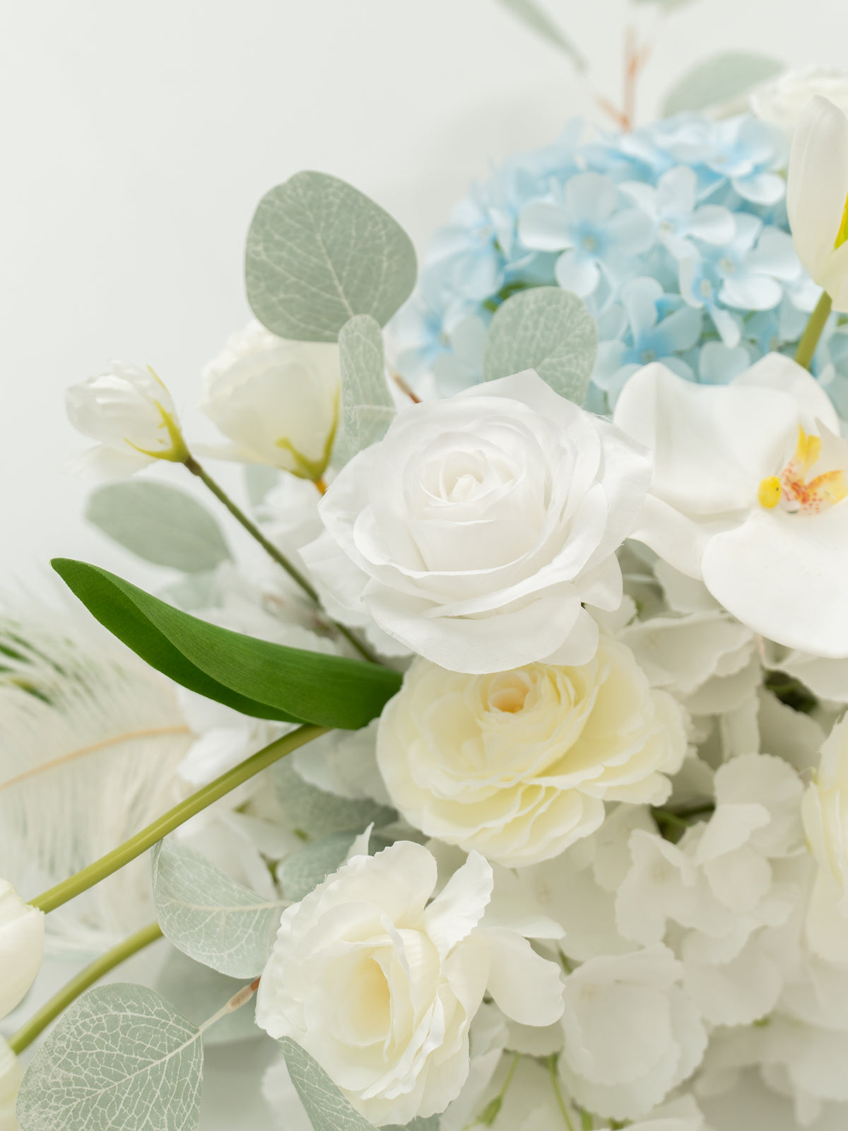 15-Inch Elegant Tulips, Roses &amp; Ranunculus Welcome Sign Flower for Wedding Welcome Area and Reception in Baby Blue &amp; Ivory | Serena