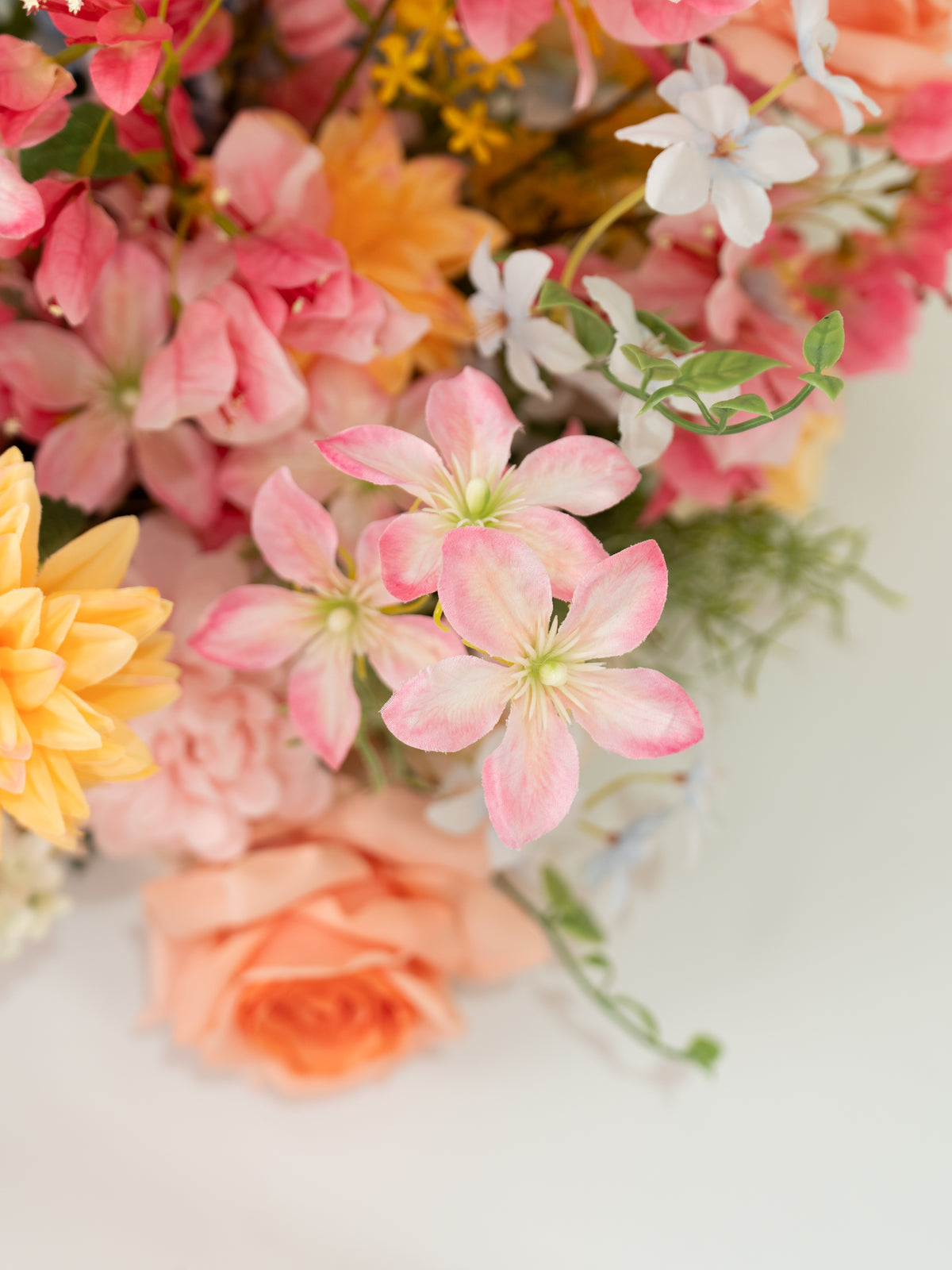 Vibrant Bougainvillea, Dahlias, Coral Charm Peonies &amp; Daisies Small Centerpiece for Wedding Reception and Table Decor in Coral &amp; Pink | Grace (2, 4 or 8 pieces)