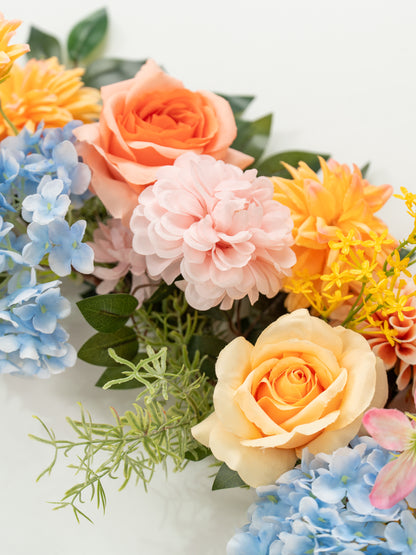 5-6ft Charming Dahlias Garden roses Hydrangeas Flower Garland for Wedding or Home Door Decor in Coral &amp; Pink | Grace