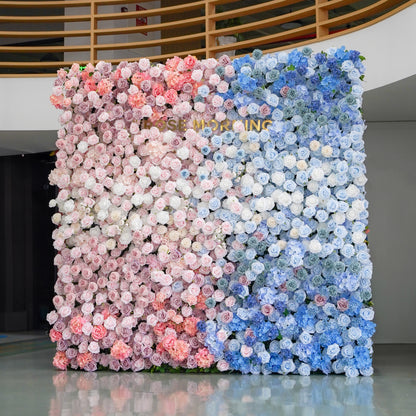 Mancina：Gender Review 5D Fabric Artificial rolling up curtain flower wall Rose Morning