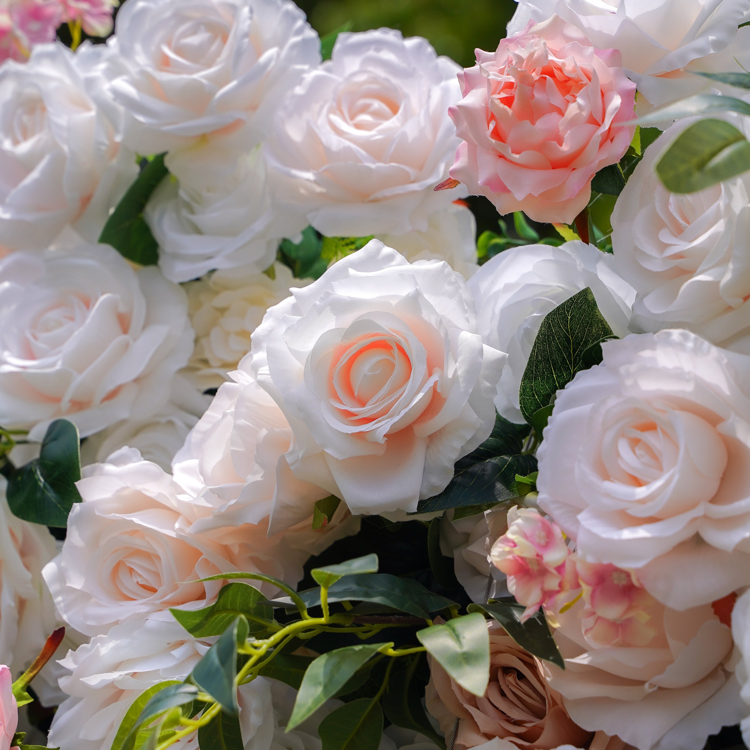Martina：5D Fabric Artificial rolling up curtain flower wall Rose Morning