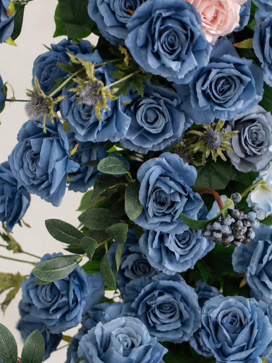 Alouette: Pink &amp;Blue Wedding Background Arch KT Backdrop Decorative Flower Row Excludes Frame