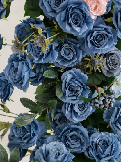 Alouette: Pink &amp;Blue Wedding Background Arch KT Backdrop Decorative Flower Row Excludes Frame