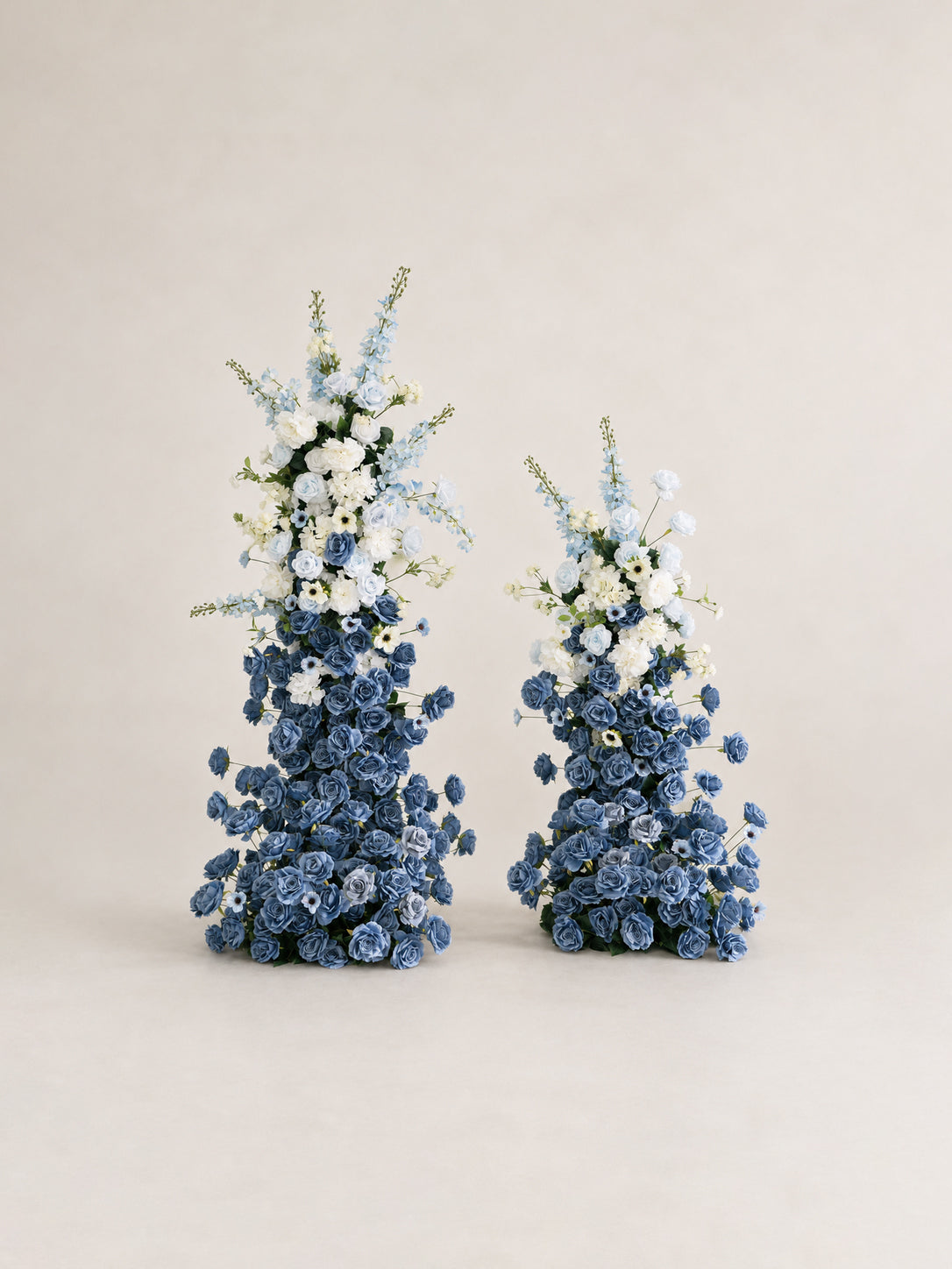 Aurevia: White &amp; Blue Wedding Background Arch KT Backdrop Decorative Flower Row Excludes Frame