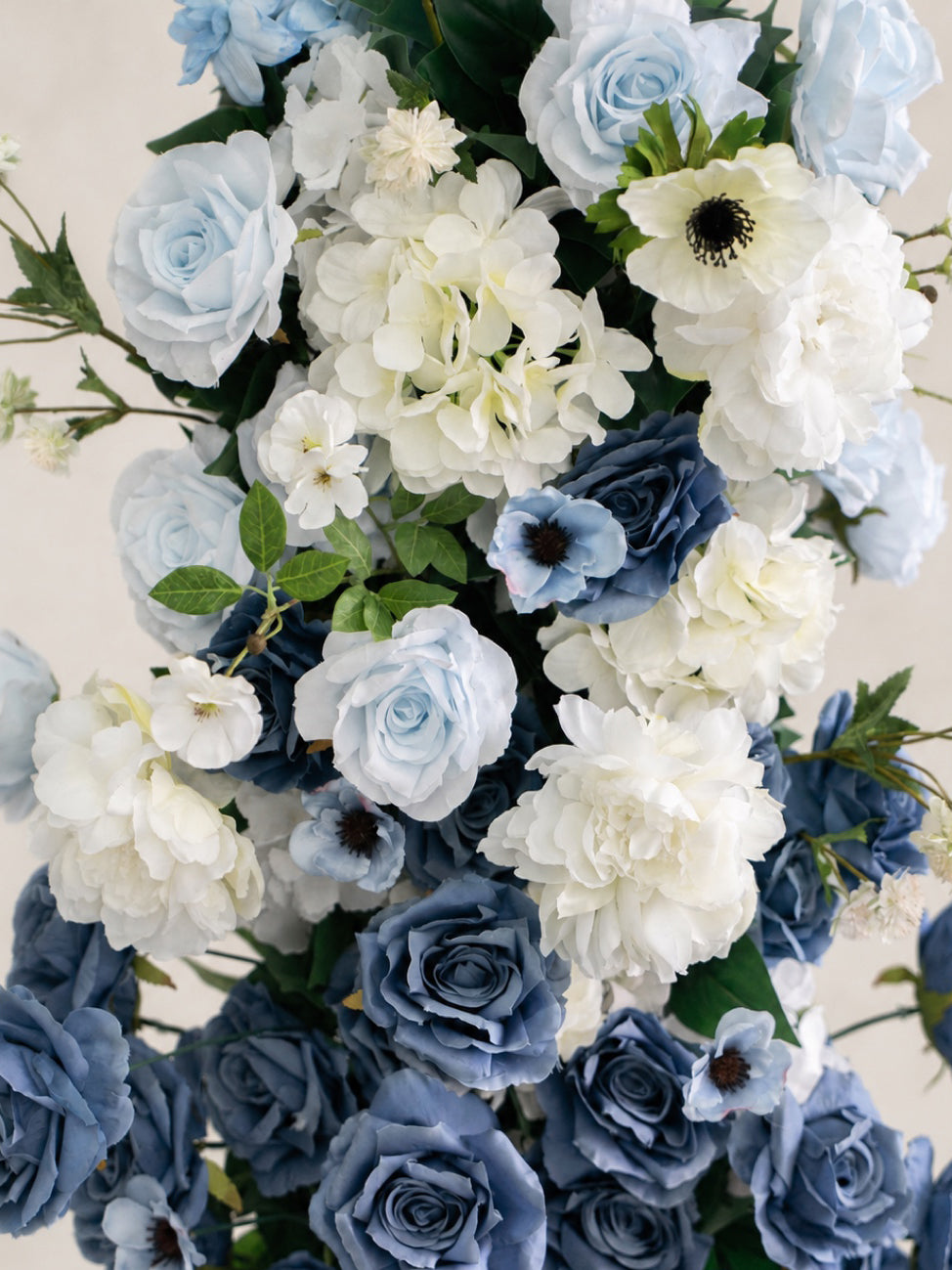 Aurevia: White &amp; Blue Wedding Background Arch KT Backdrop Decorative Flower Row Excludes Frame