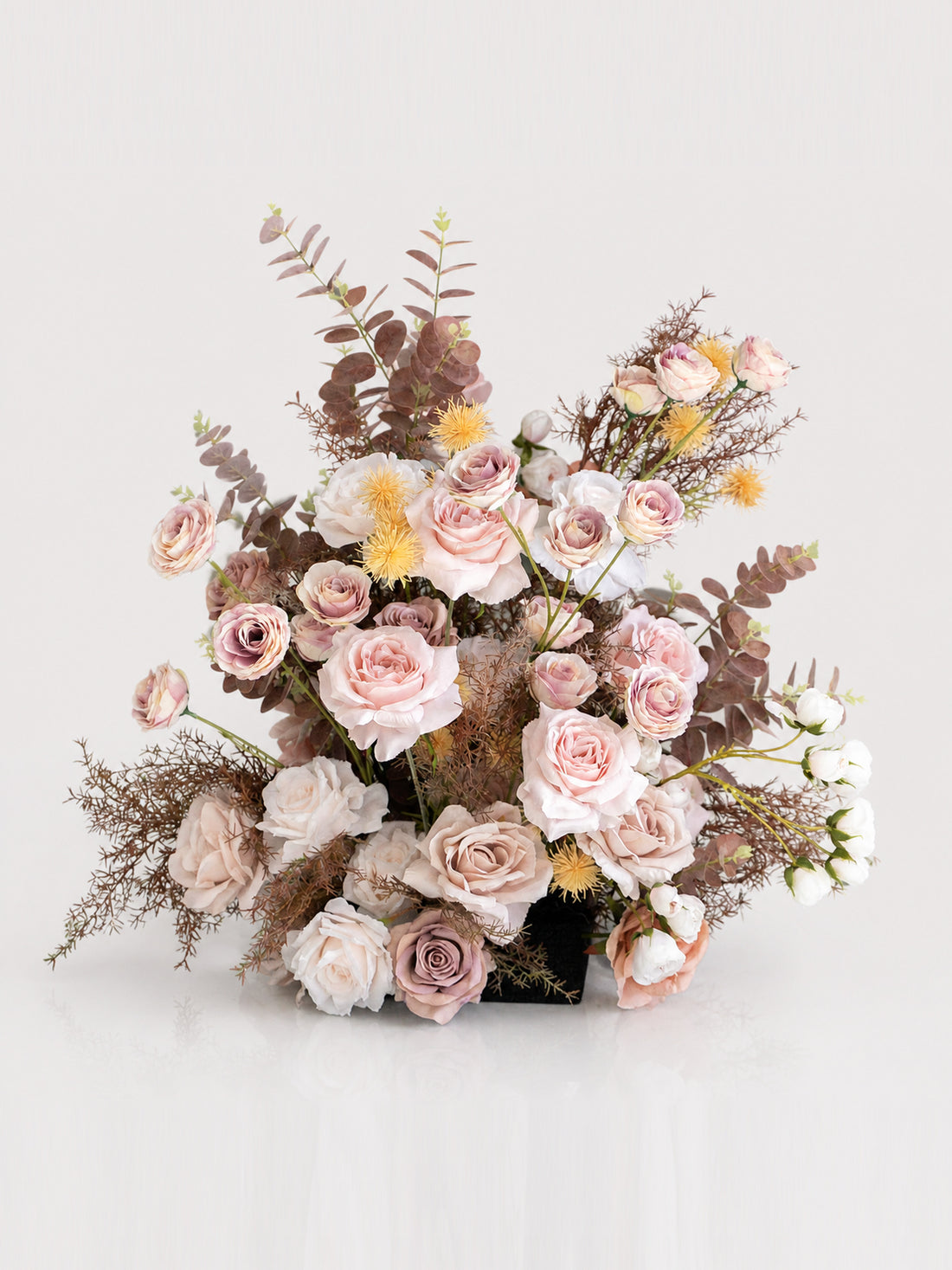 Meliora(4 Pcs)：Pink Shade Artificial Rose Arrangements, Wedding Aisle &amp; Table Decor Realistic Silk Flowers with Stable Base,Reusable,Ideal for Indoor Outdoor Ceremonies,Parties &amp; Table Centerpieces