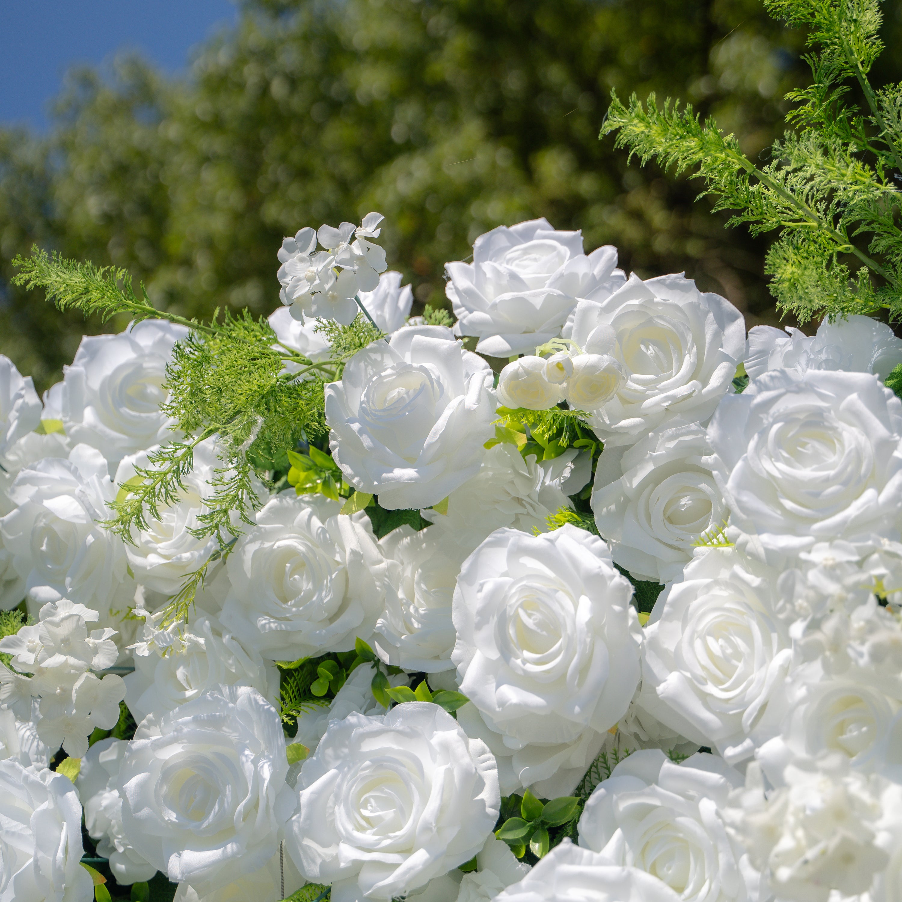 Forest - White Green Popular 5D Fabric Roll Up Flower Wall for Wedding Party Backdrop