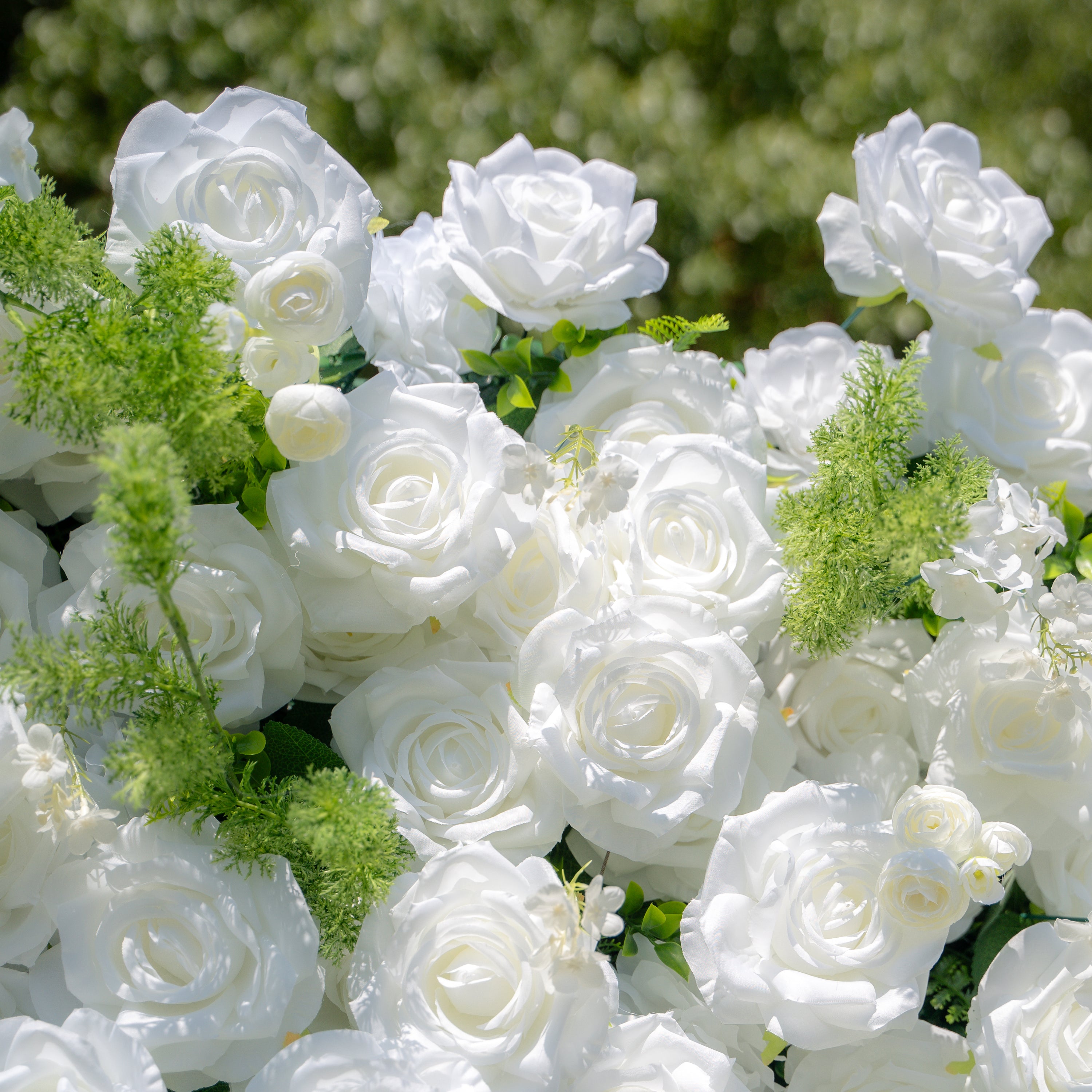 Forest - White Green Popular 5D Fabric Roll Up Flower Wall for Wedding Party Backdrop
