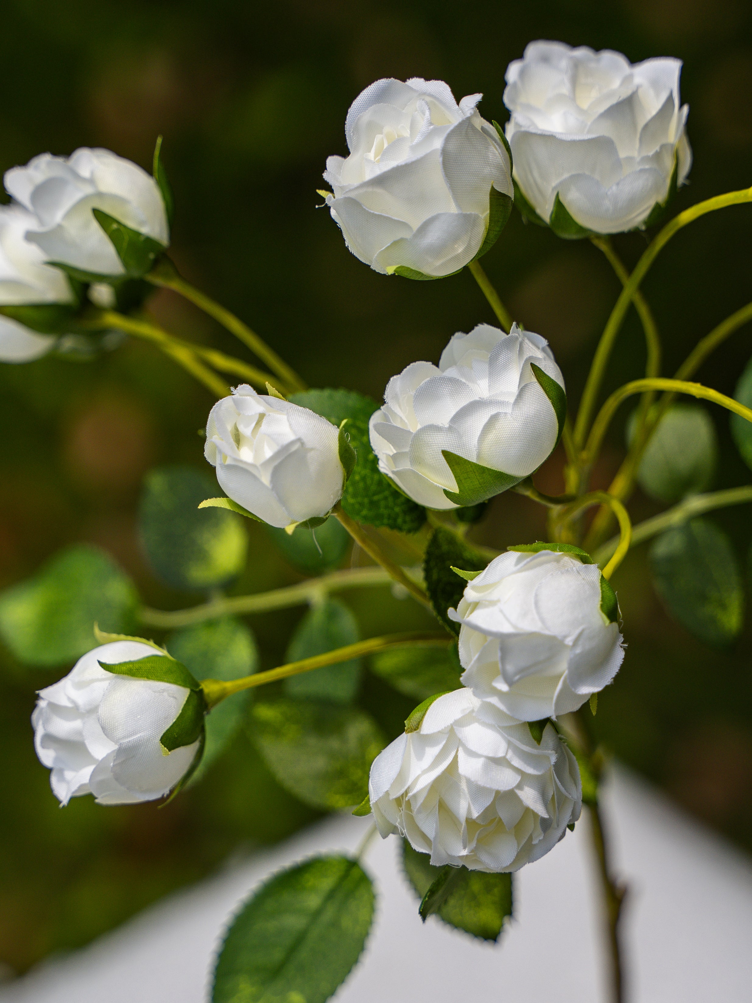 13-headed Spray Rose (White)-22" Tall
