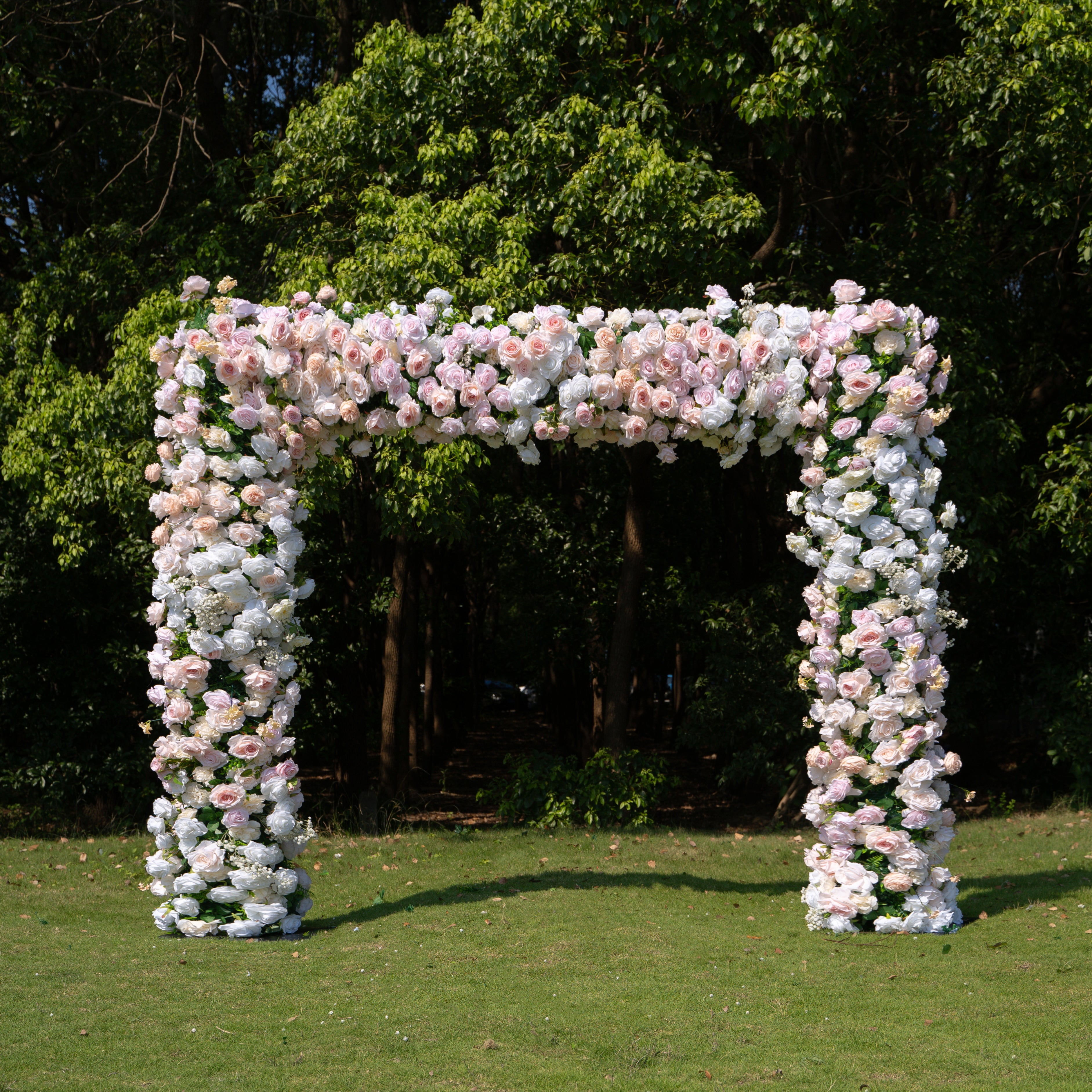 Melina：5D Fabric Artificial rolling up curtain flower wall + Matching style arch