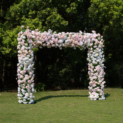 Melina：5D Fabric Artificial rolling up curtain flower wall + Matching style arch