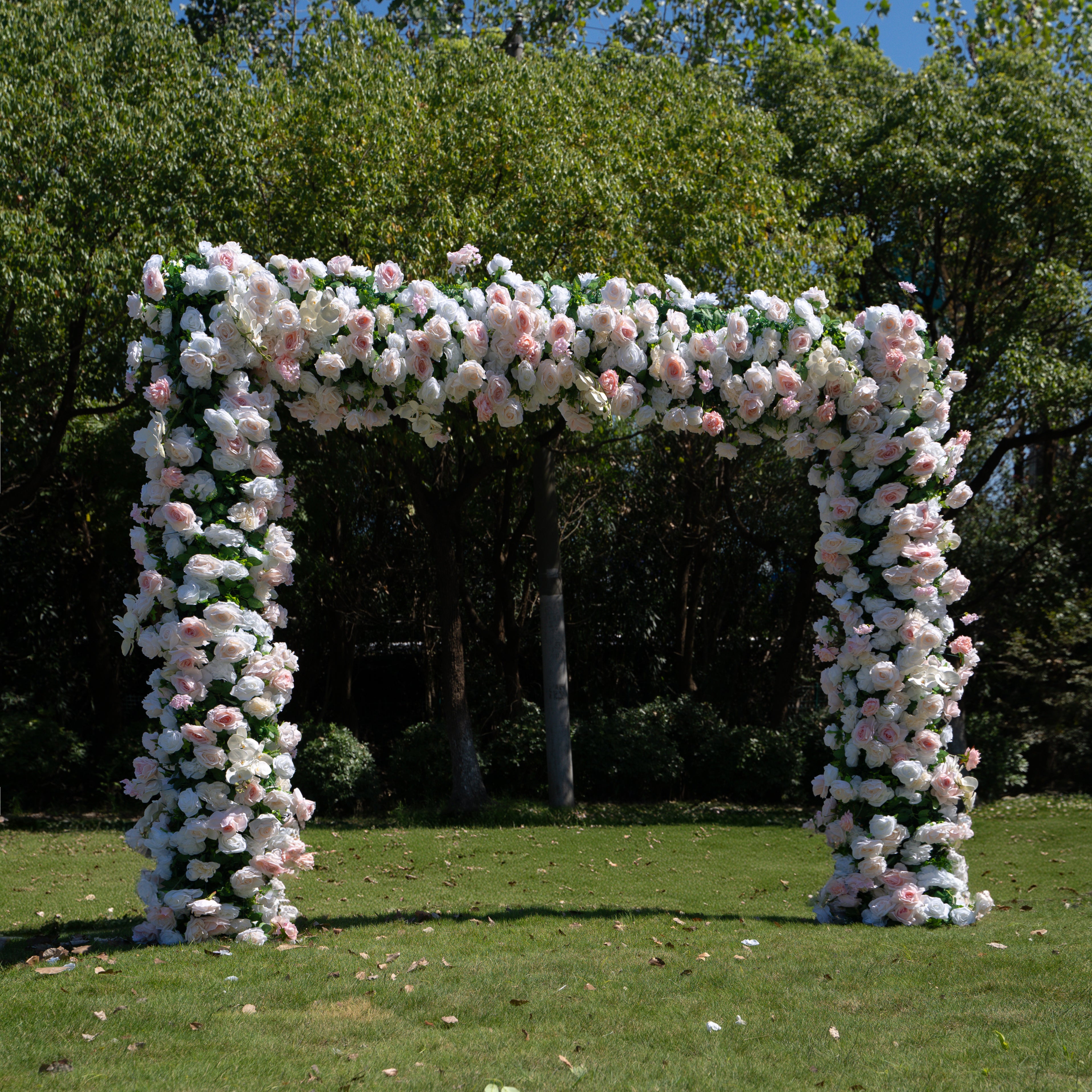 Claudia：5D Fabric Artificial rolling up curtain flower wall + Matching style arch