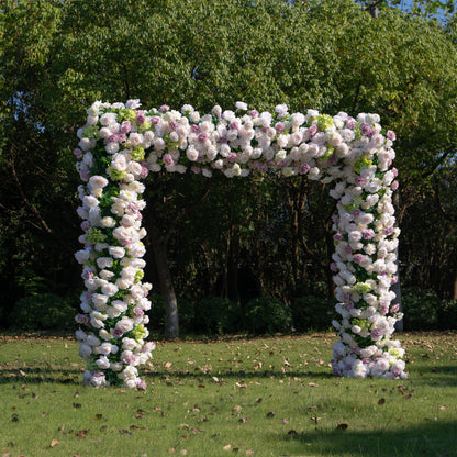 Nataly：5D Fabric Artificial rolling up curtain flower wall + Matching style arch