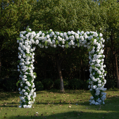 Forest：5D Fabric Artificial rolling up curtain flower wall + Matching style arch