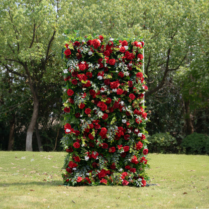 MC-A: Christmas Fabric Backdrop Artificial rolling up flower wall 4*8ft/8*8ft+Xmas Loose Flowers