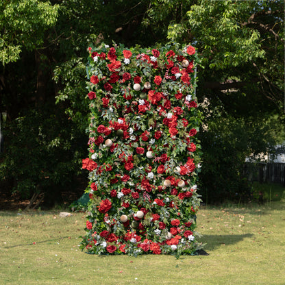 MC-3: Christmas Fabric Backdrop Artificial rolling up flower wall 4*8ft/8*8ft+Xmas Loose Flowers