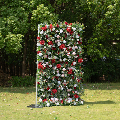 MC-E: Christmas Fabric Backdrop Artificial rolling up flower wall 4*8ft/8*8ft+Xmas Loose Flowers