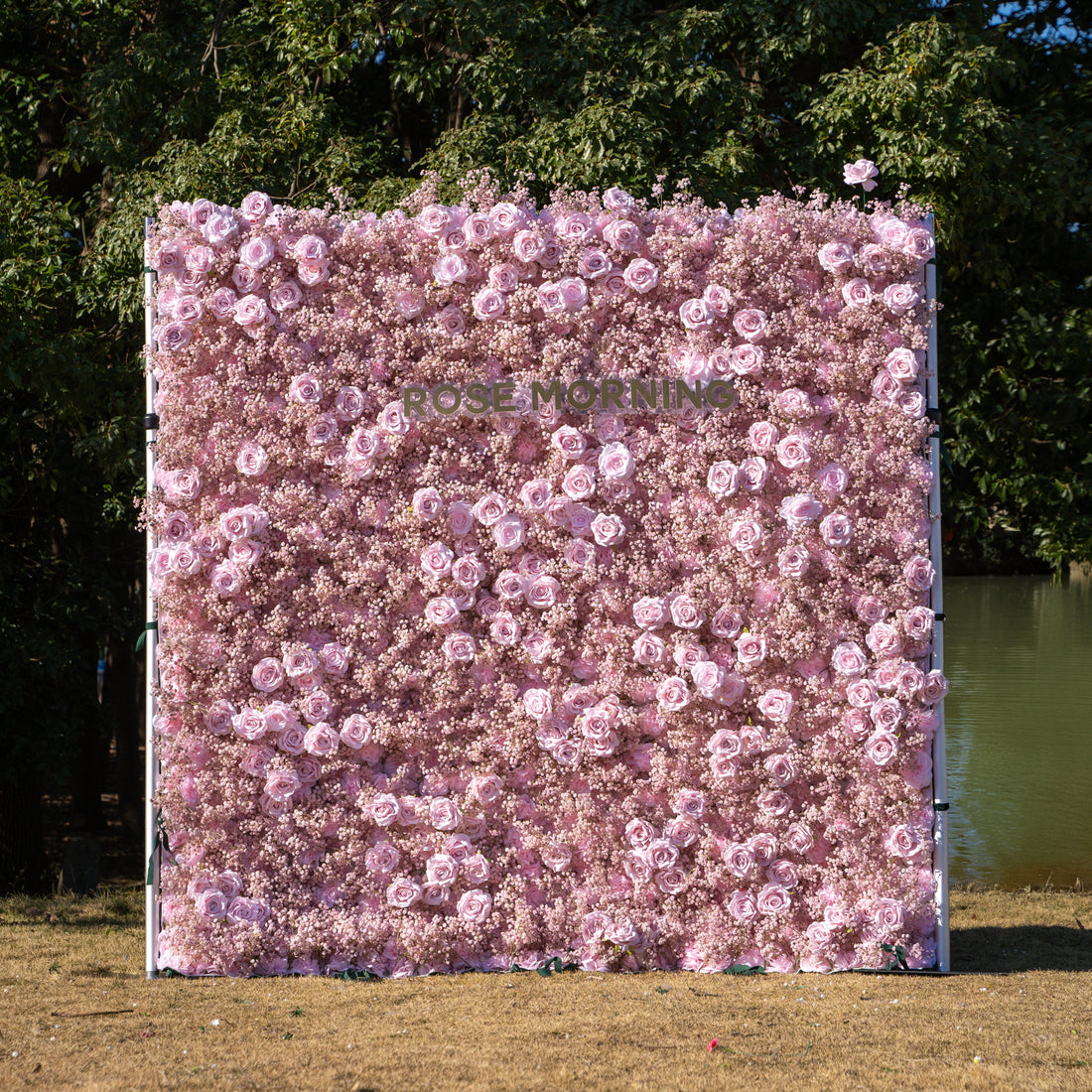 Pink Baby Breath:3D Fabric Artificial rolling up curtain flower wall