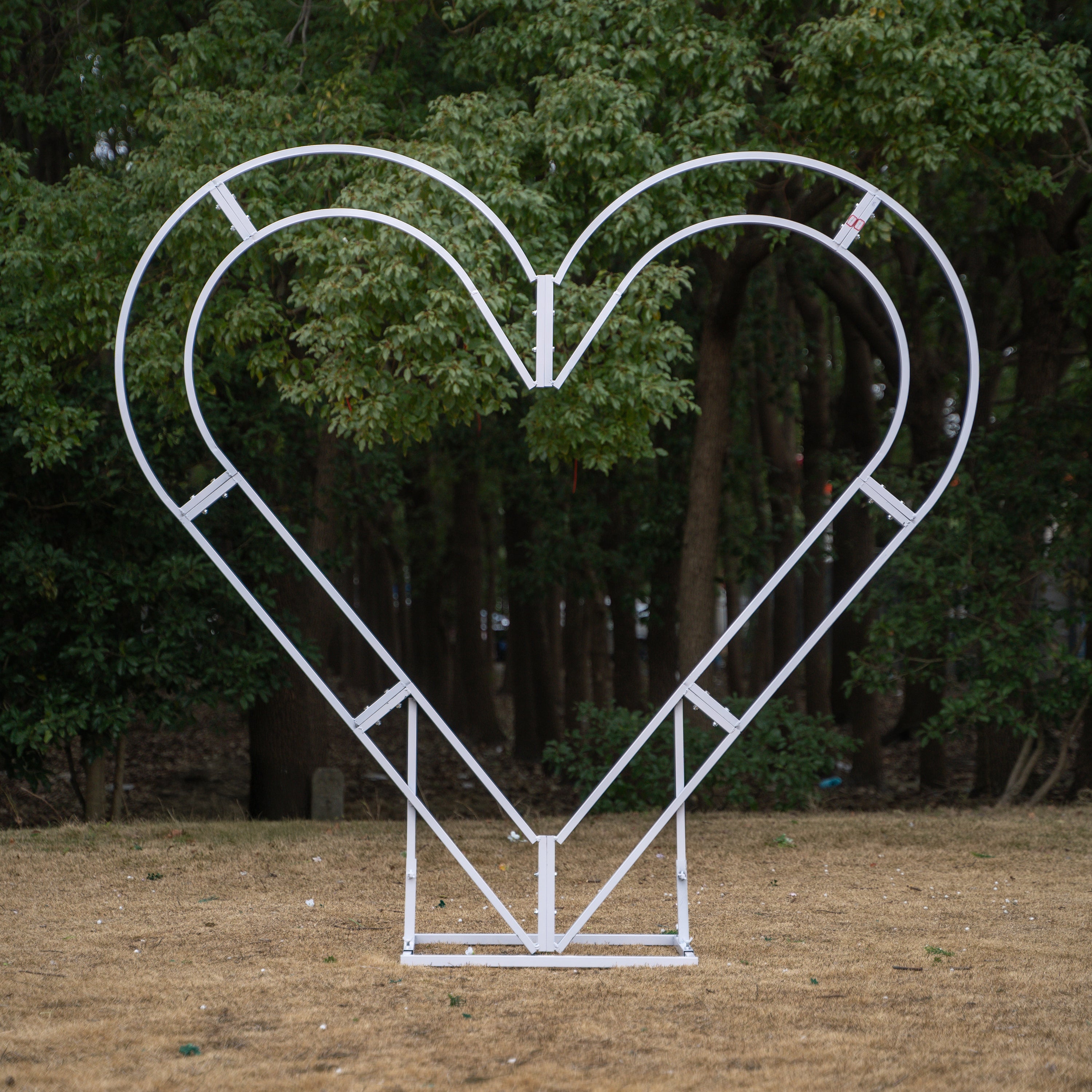 Auralis: 3D Romantic Crimson Heart-Shaped Artificial Floral Backdrop for Wedding &amp; Valentine&