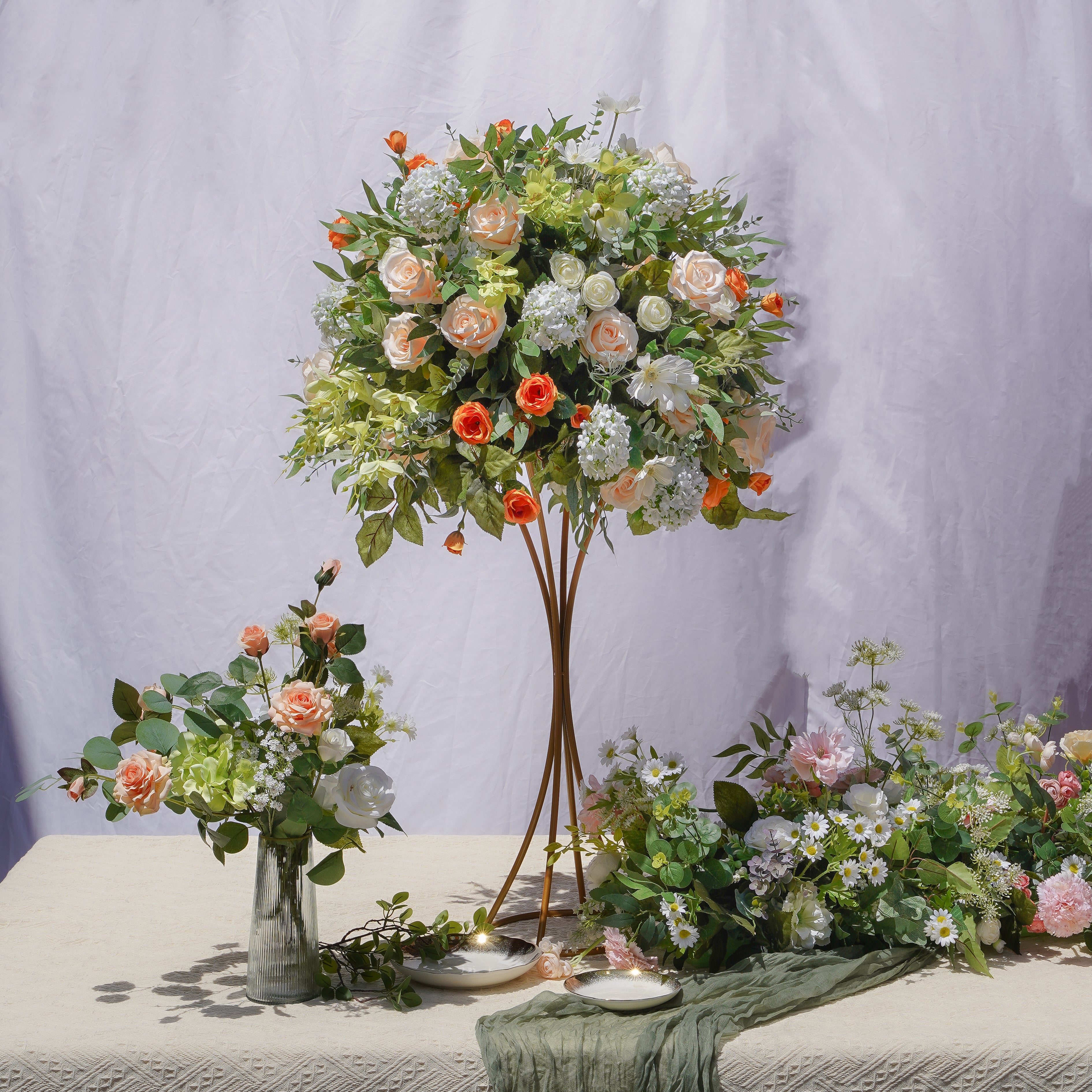 Mila Flower Ball:2023 New Flower Centerpiece Bouquet Table Decoration Flower Ball R049 Rose Morning