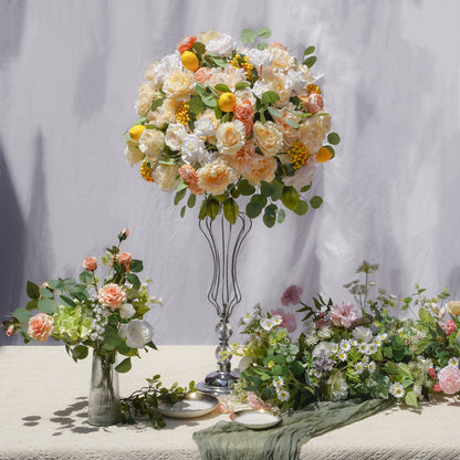 Lemon Flower Ball:2023 New Flower Centerpiece Bouquet Table Decoration Flower Ball R169 Rose Morning