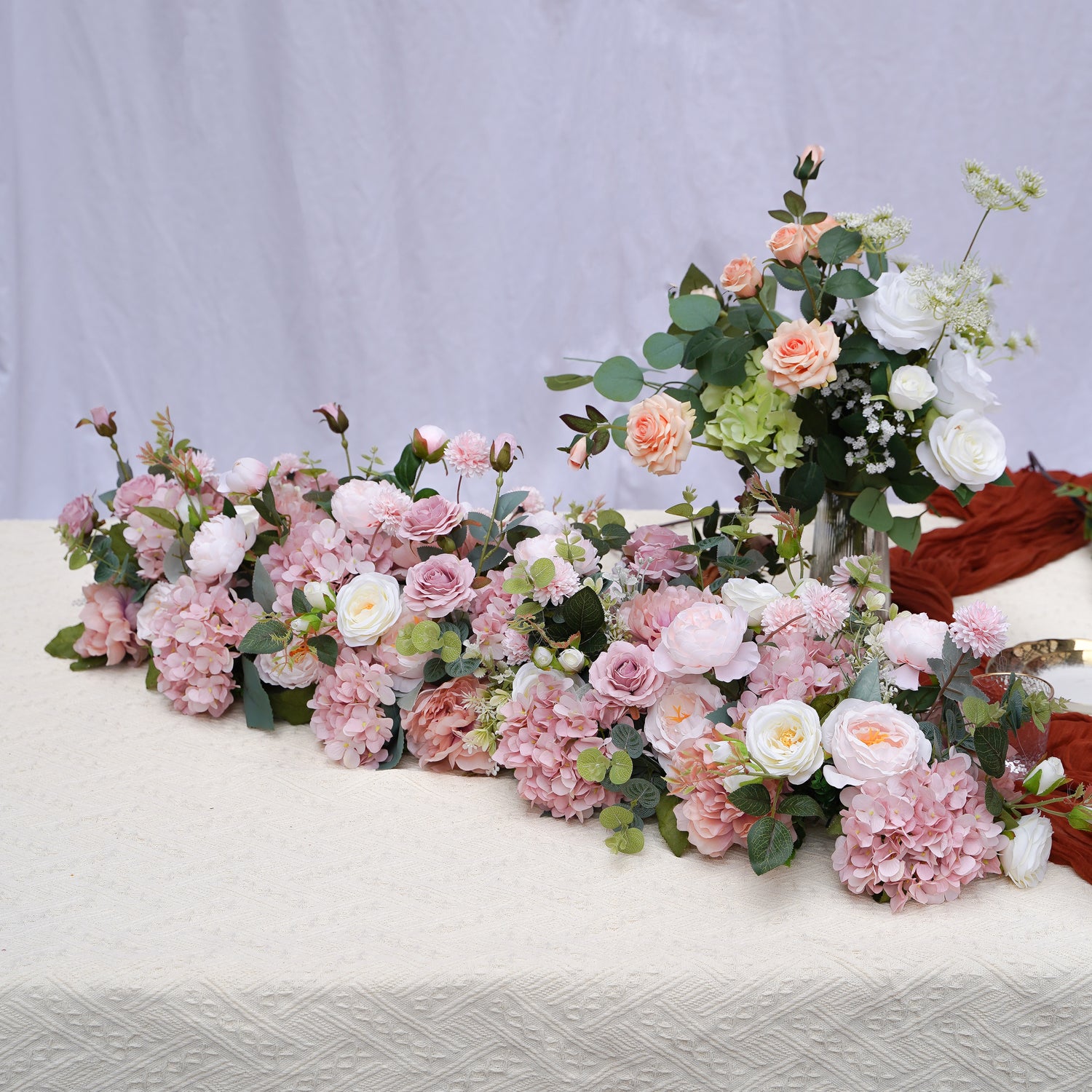 Asher:2023 New Wedding Party Lane Flower Row Table Decoration Rose Morning