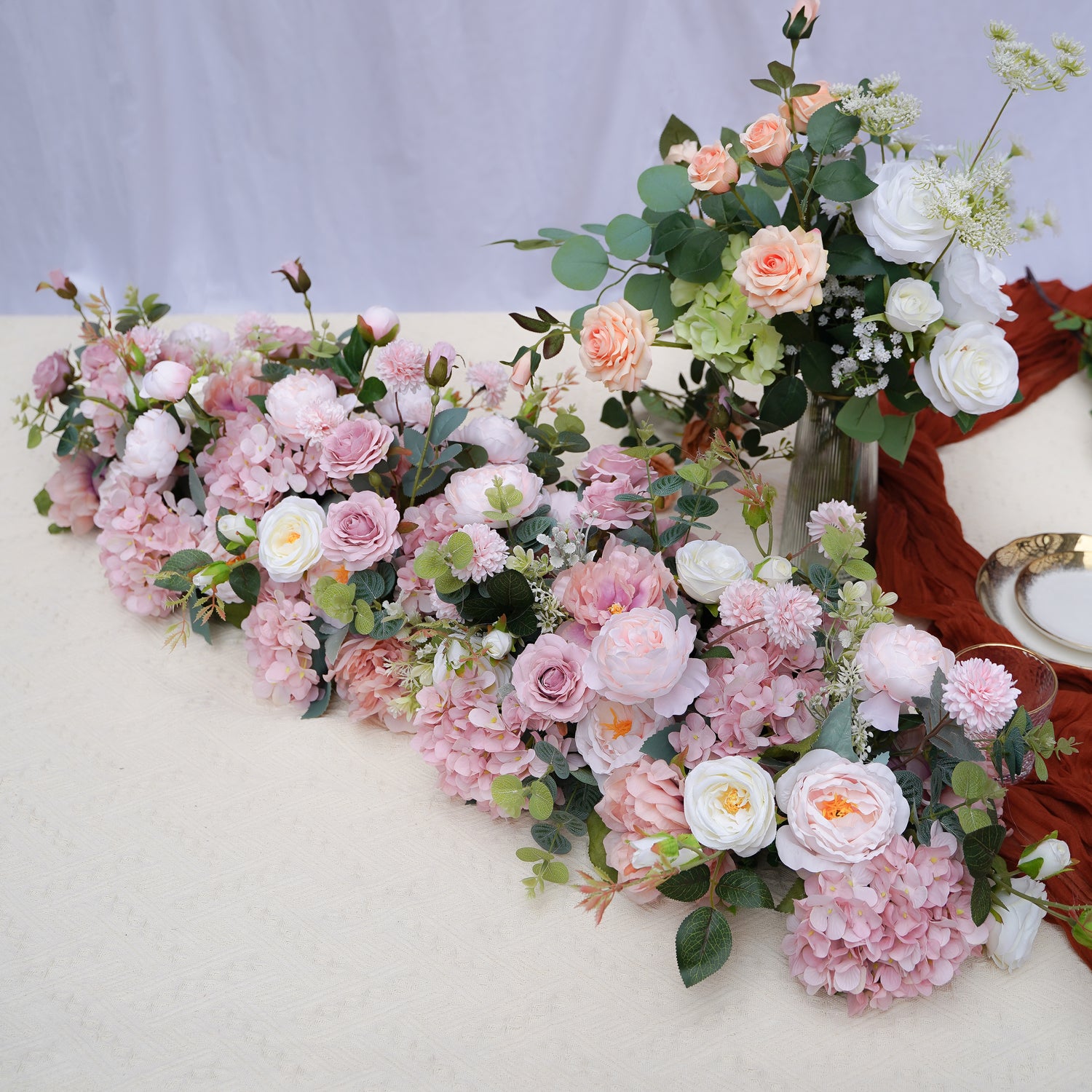 Asher:2023 New Wedding Party Lane Flower Row Table Decoration Rose Morning