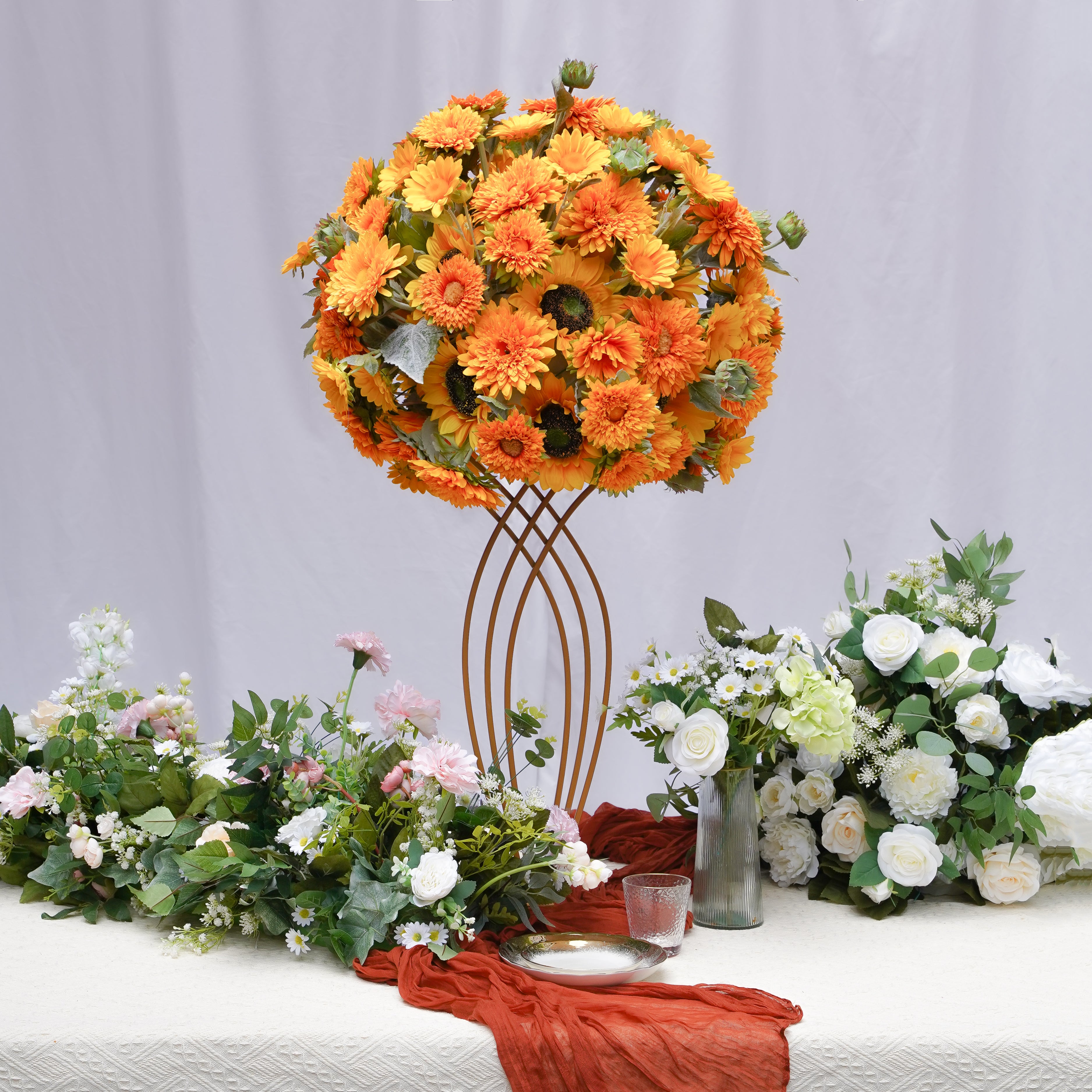 SunFlower Flower Ball:Flower Centerpiece Bouquet Table Decoration Flower Ball -R067 Rose Morning